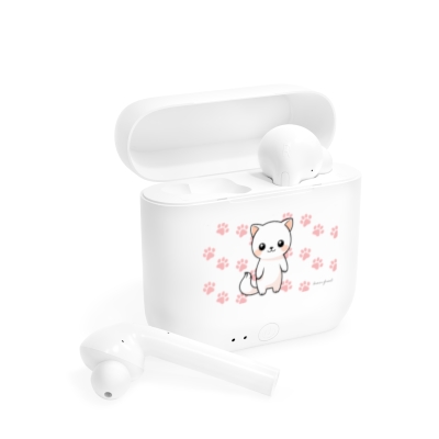 Kwaii Cute Snow Kanbu Kitten Essos Wireless Earbuds - Image 3